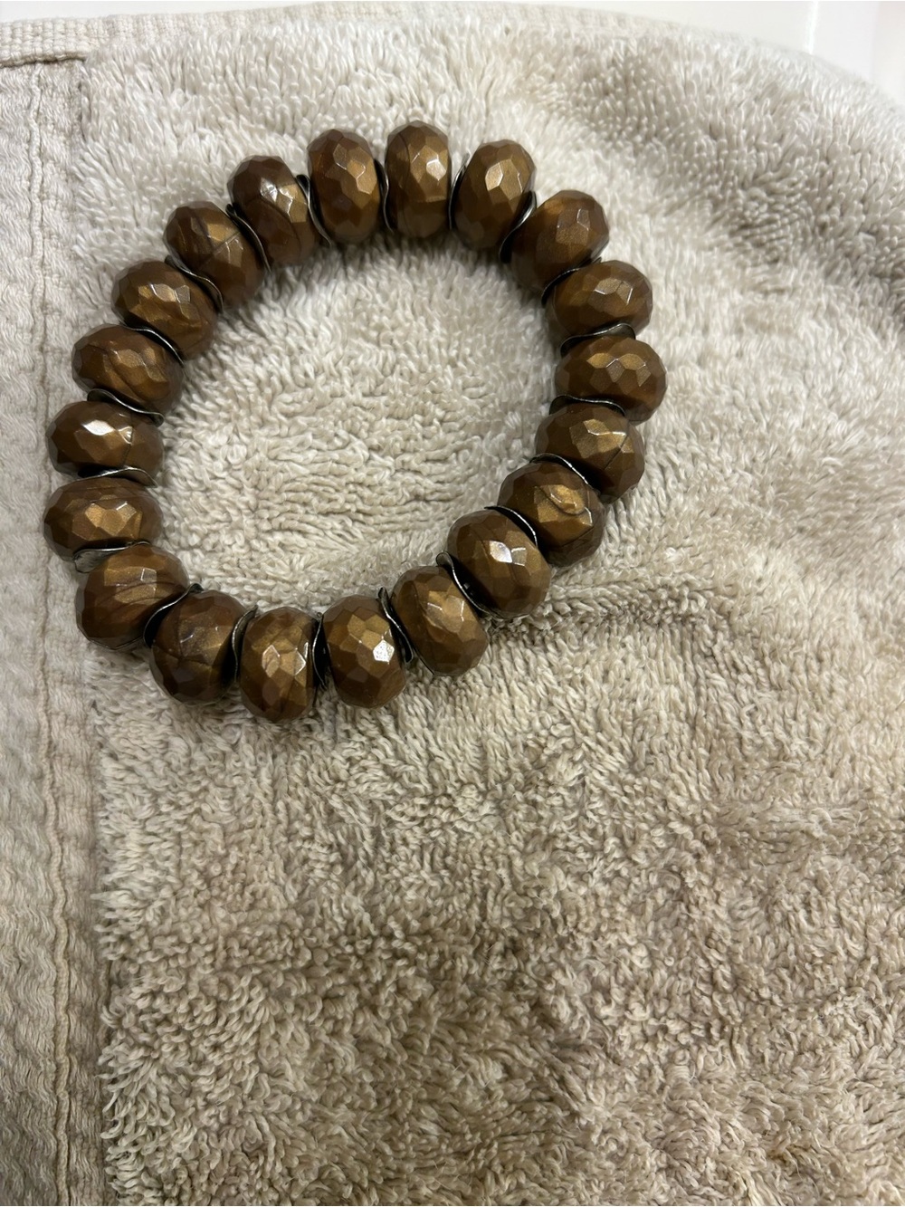 Faceted Brown Bead Stretch Bracelet - Women Jewelry